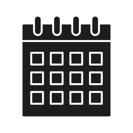 Calendar Icon Solid Icon. Date Management, Scheduling, And Event Planning Silhouette Symbol. Time Organization And Reminder Tool. Isolated Vector Illustrationのイラスト素材