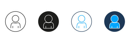 User Profile Avatar Line And Solid Icon Set. User Identification And Account Representation Symbol Collection. Personal Profile And Online Identity Icons. Isolated Vector Illustrationのイラスト素材