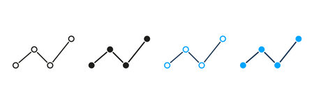 Line Graph Trend Analysis Line And Solid Icon Set. Data Visualization, Business Growth, Statistical Analysis Symbol Collection. Financial And Market Insights. Isolated Vector Illustrationのイラスト素材
