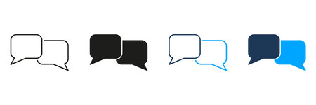 Speech Bubbles Line And Solid Icon Set. Communication, Messaging, And Chat Interaction Symbol...