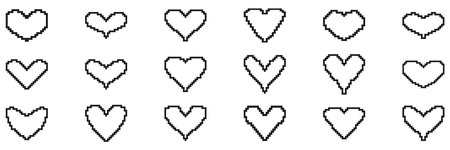 Pixel Heart Icon Set. Retro Love Symbol Collection. Isolated Vector Illustrationのイラスト素材