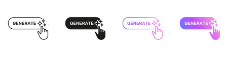 AI Generate Button With Cursor And Sparkles Icon, Artificial Intelligence Interaction Symbol....