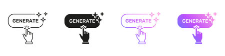AI Generate Button Icons With Hand Click Variations for Interactive Multimedia. Artificial...