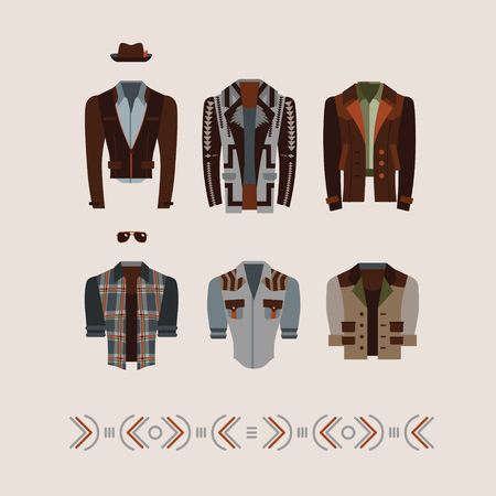 men's modern and retro clothes fashion illustrationのイラスト素材