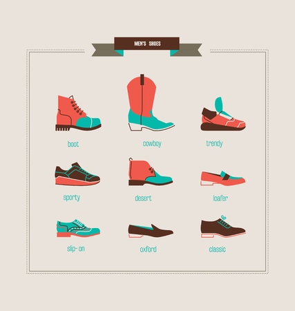 men's shoes and boots vector illustrationのイラスト素材