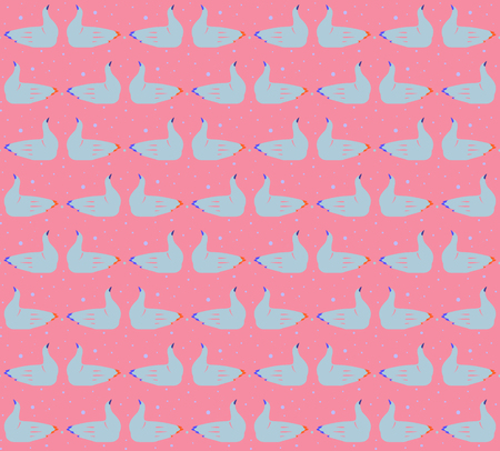 Beautiful woman hands. Showing shadow animal, swan. Seamless pattern.のイラスト素材