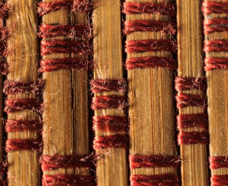 Texture of old bamboo branches with threads. Abstract background for design.