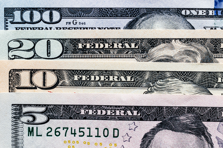 Background with money american dollar bills. Cash dollars.