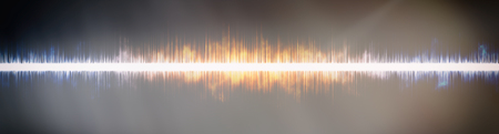 Abstract background. Digital sound music equalizer with wave colored rainbow lights. Vector...