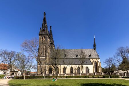 PRAGUE, CZECH REPUBLIC - APRIL 25: Basilica of Saint Peter and Paul at Vysehrad, Prague, Czech republic.のeditorial素材
