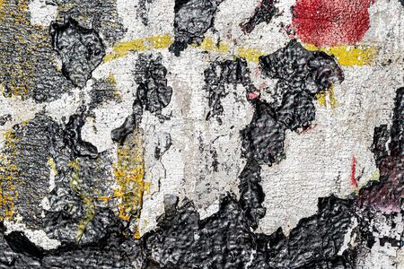 Fragment of colored graffiti painted on a wall. Bright abstract backdrop for design with peeling...