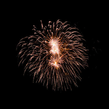 Colorful fireworks isolated on black sky background.の写真素材