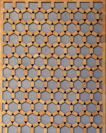 Geometric traditional Islamic ornament. Fragment of a ceramic mosaic.Abstract background.