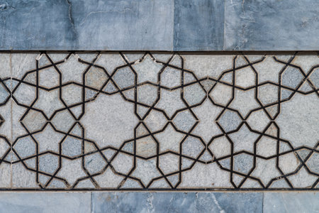 Geometric traditional Islamic ornament. Fragment of a ceramic mosaic.Abstract background.の写真素材