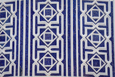 Geometric traditional Islamic ornament. Fragment of a ceramic mosaic.Abstract background.