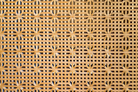 Fragment of an ancient carved wooden door. Ornate background.の写真素材