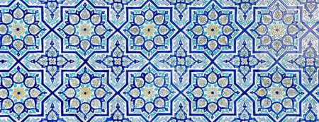 Geometric traditional Islamic ornament. Fragment of a ceramic mosaic.Abstract background.