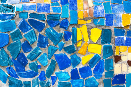 Close-up view of beautiful colorful decorative mosaic tiles. Abstract background for design.の写真素材