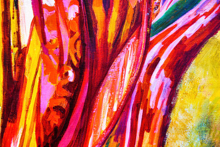 Colorful abstract oil painting background. Texture of canvas and oil paint.の写真素材