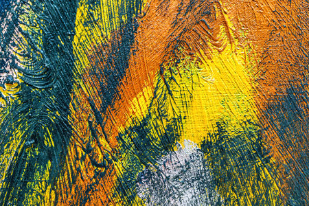 Colorful abstract oil painting background. Texture of canvas and oil paint.の写真素材