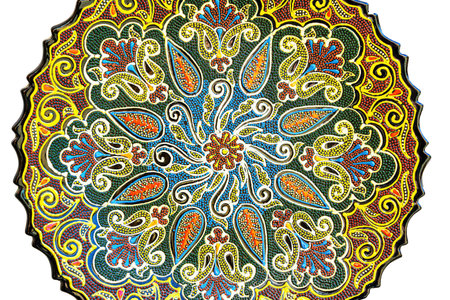 Arabic painted ceramic plates. abstract background.の写真素材