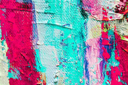 Colorful abstract oil painting background. Texture of canvas and oil paint.の写真素材