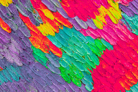 Colorful abstract oil painting background. Texture of canvas and oil paint.の写真素材