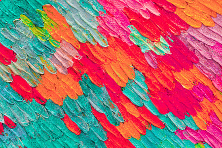 Colorful abstract oil painting background. Texture of canvas and oil paint.の写真素材