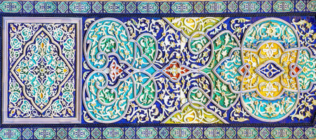 Geometric traditional Islamic ornament. Fragment of a ceramic mosaic.Abstract background.