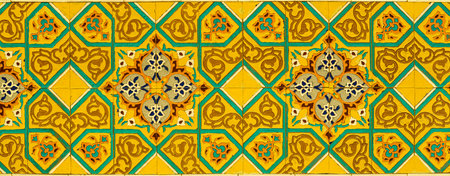 Geometric traditional Islamic ornament on a tile. Fragment of a ceramic mosaic.Abstract background...