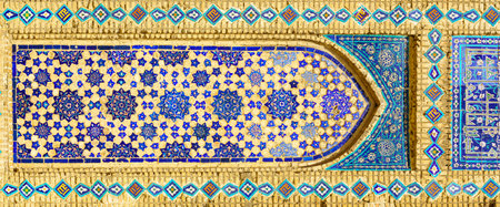 Geometric traditional Islamic ornament. Fragment of a ceramic mosaic.Abstract background.