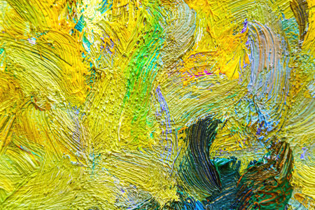 Colorful abstract oil painting background. Texture of canvas and oil paint.の写真素材