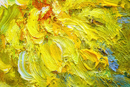 Colorful abstract oil painting background. Texture of canvas and oil paint.の写真素材