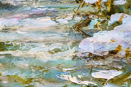 Colorful abstract oil painting background. Texture of canvas and oil paint.の写真素材