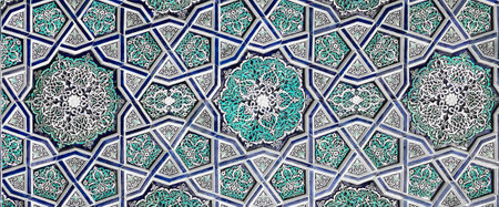 Geometric traditional Islamic ornament. Fragment of a ceramic mosaic.Abstract background for design.