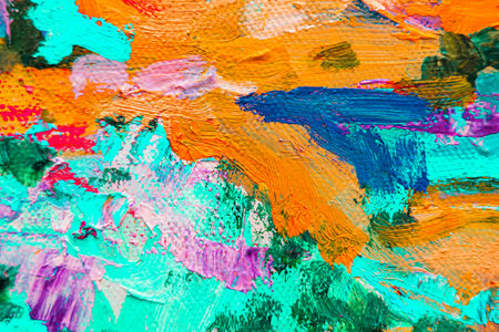 Colorful abstract oil painting art background. Texture of canvas and oil paint. Abstract background for design.の写真素材