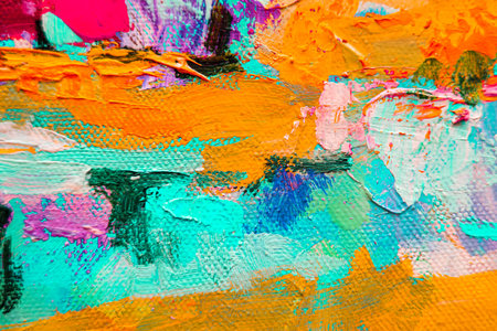 Colorful abstract oil painting art background. Texture of canvas and oil paint. Abstract background for design.の写真素材