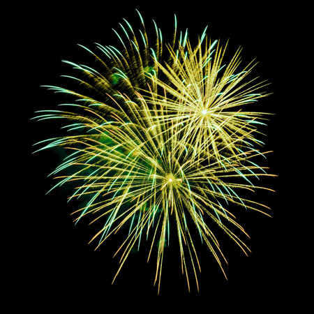 Colorful fireworks isolated on black sky background.の写真素材