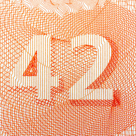Abstract pattern with orange number 42, detailed geometric lines, white background. Concept of design.の写真素材