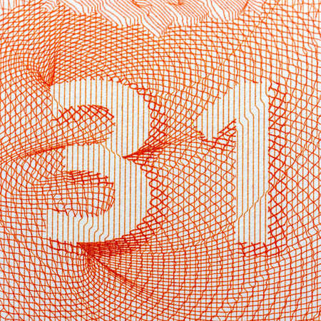 Abstract pattern with orange number 31, detailed geometric lines, white background. Concept of design.の写真素材