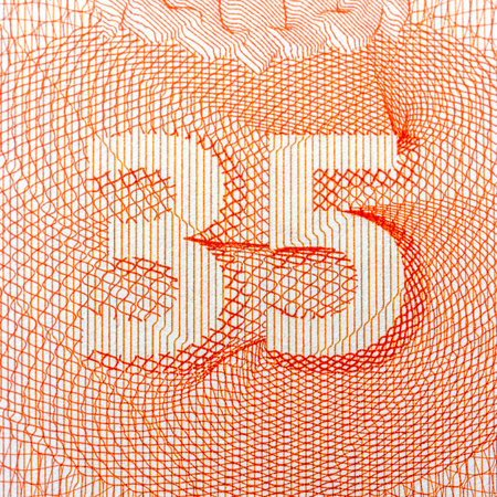 Abstract pattern with orange number 35, detailed geometric lines, white background. Concept of design.の写真素材