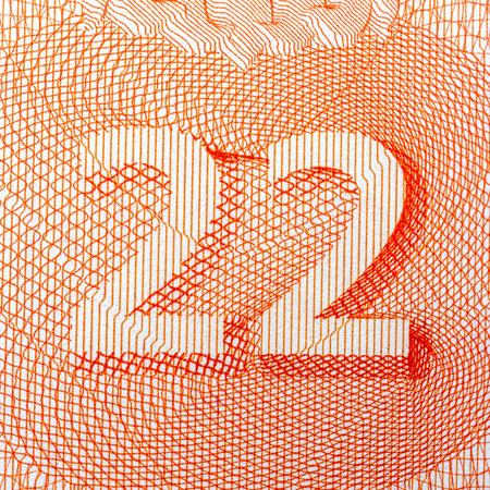Abstract pattern with orange number 22, detailed geometric lines, white background. Concept of design.の写真素材