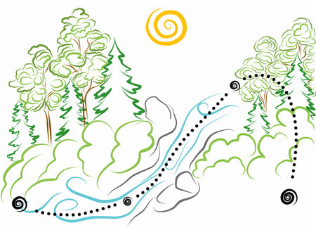 color images of routes in the riverのイラスト素材