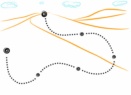 color images of routes in the desertのイラスト素材