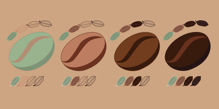coffee roast level leaves illustration for designのイラスト素材