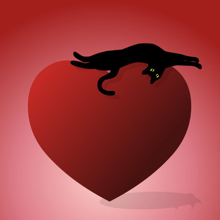 cat and heart valentine element for designのイラスト素材