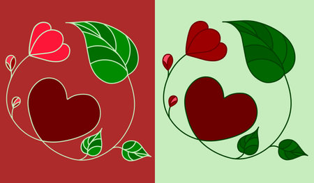 Flower heart frame. Vector clipart on valentine's day.のイラスト素材