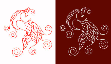 Phoenix (Firebird) from fairy tale. Page of coloring book. Vector illustration isolated on white background.のイラスト素材