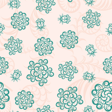 Spring leafy green seamless pattern. vintage floral background. Vector. Leaves and herbs. botanical illustration.のイラスト素材