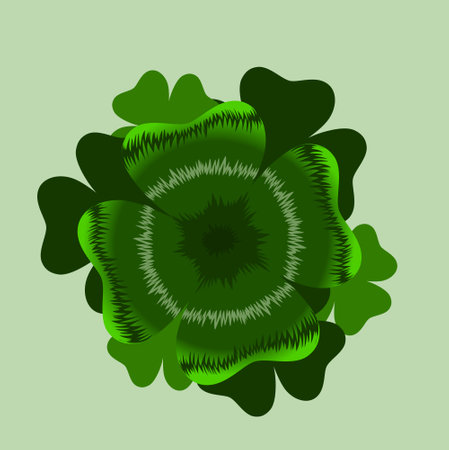 Four leaf realistic clover leaf isolated on white background. Vector illustration, print on fabric,...